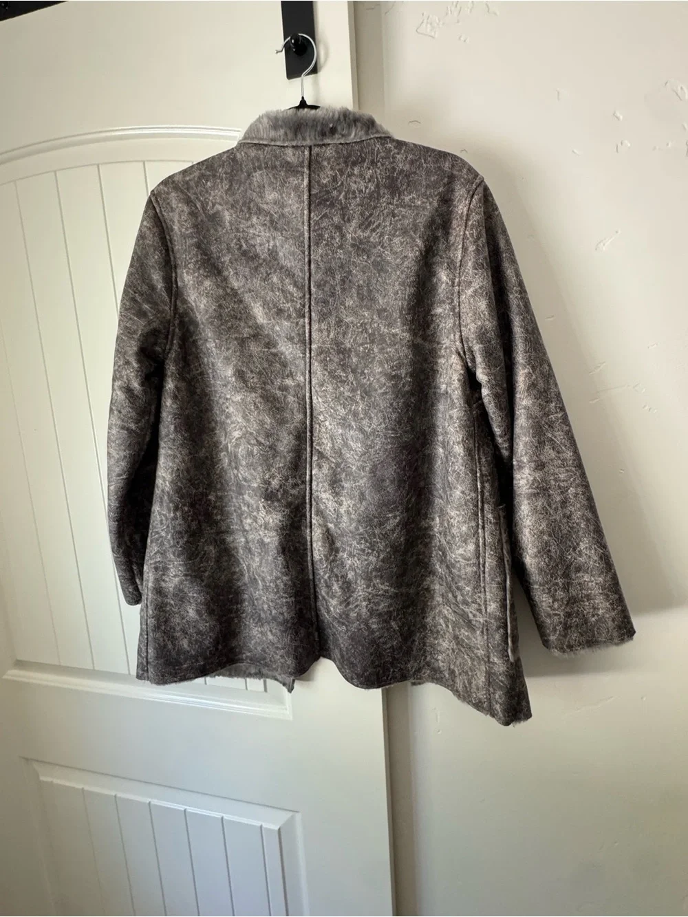 dylan Plush Faux-Fur Lined Gray Teddy Coat